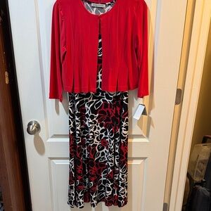 Danny & Nicole Vibrant Red Dress with Black and White Accents